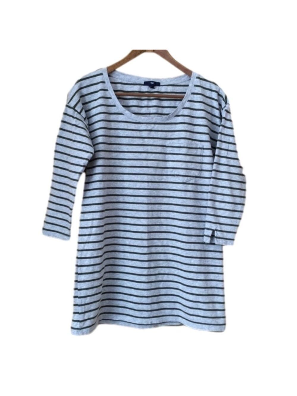 Gap Pima cotton 3/4 sleeve striped scoop neck pocket tee size XS